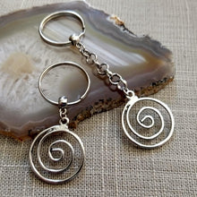 Load image into Gallery viewer, Spiral Keychain, Silver Backpack or Purse Charm, Zipper Pull, Key Fob Lanyards
