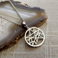 Load image into Gallery viewer, Necronomicon HP Lovecraft Necklace on Silver Rolo Chain, Mens Jewelry