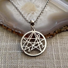 Load image into Gallery viewer, Necronomicon HP Lovecraft Necklace on Silver Rolo Chain, Mens Jewelry