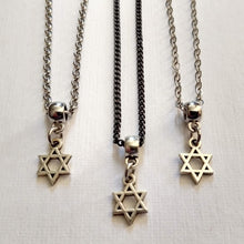 Load image into Gallery viewer, Star of David Necklace, Tiny Silver Jewish Pendant on Your Choice of Three Chains