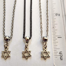 Load image into Gallery viewer, Star of David Necklace, Tiny Silver Jewish Pendant on Your Choice of Three Chains