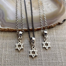 Load image into Gallery viewer, Star of David Necklace, Tiny Silver Jewish Pendant on Your Choice of Three Chains