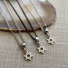Load image into Gallery viewer, Star of David Necklace, Tiny Silver Jewish Pendant on Your Choice of Three Chains