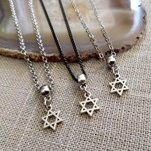 Load image into Gallery viewer, Star of David Necklace, Tiny Silver Jewish Pendant on Your Choice of Three Chains