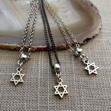 Load image into Gallery viewer, Star of David Necklace, Tiny Silver Jewish Pendant on Your Choice of Three Chains