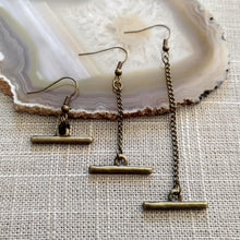 Load image into Gallery viewer, Minimalist Bar Earrings, Your Choice of Three Lengths, Dangle Drop Chain Earrings