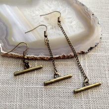 Load image into Gallery viewer, Minimalist Bar Earrings, Your Choice of Three Lengths, Dangle Drop Chain Earrings