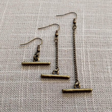 Load image into Gallery viewer, Minimalist Bar Earrings, Your Choice of Three Lengths, Dangle Drop Chain Earrings