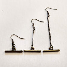 Load image into Gallery viewer, Minimalist Bar Earrings, Your Choice of Three Lengths, Dangle Drop Chain Earrings