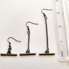Load image into Gallery viewer, Minimalist Bar Earrings, Your Choice of Three Lengths, Dangle Drop Chain Earrings