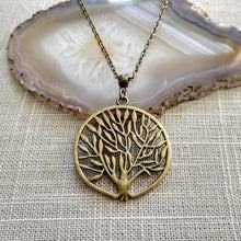 Load image into Gallery viewer, Tree of Life Necklace, Family Tree Pendant on Bronze Cable Chain