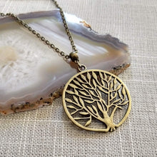 Load image into Gallery viewer, Tree of Life Necklace, Family Tree Pendant on Bronze Cable Chain