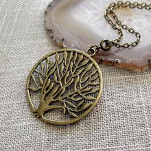 Load image into Gallery viewer, Tree of Life Necklace, Family Tree Pendant on Bronze Cable Chain