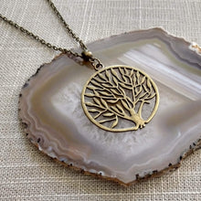 Load image into Gallery viewer, Tree of Life Necklace, Family Tree Pendant on Bronze Cable Chain