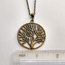 Load image into Gallery viewer, Tree of Life Necklace, Family Tree Pendant on Bronze Cable Chain