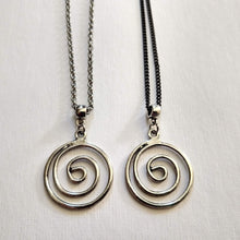 Load image into Gallery viewer, Spiral Necklace on Silver Rolo Chain, Mens Jewelry