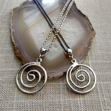 Load image into Gallery viewer, Spiral Necklace on Silver Rolo Chain, Mens Jewelry