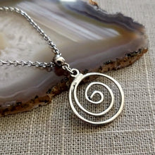 Load image into Gallery viewer, Spiral Necklace on Silver Rolo Chain, Mens Jewelry