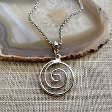 Load image into Gallery viewer, Spiral Necklace on Silver Rolo Chain, Mens Jewelry