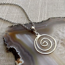 Load image into Gallery viewer, Spiral Necklace on Silver Rolo Chain, Mens Jewelry