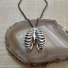 Load image into Gallery viewer, Hollow Rib Cage Necklace on Gunmetal Rolo Chain, Mens Jewelry