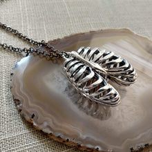 Load image into Gallery viewer, Hollow Rib Cage Necklace on Gunmetal Rolo Chain, Mens Jewelry