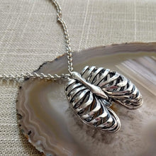 Load image into Gallery viewer, Hollow Rib Cage Necklace on Silver Rolo Chain, Mens Jewelry