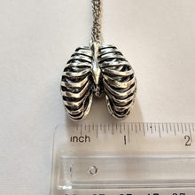 Load image into Gallery viewer, Hollow Rib Cage Necklace on Black Rolo Chain, Mens Jewelry