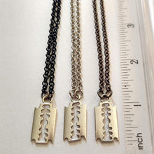 Load image into Gallery viewer, Razorblade Necklace, Silver Razor Pendant on Your Choice of Three Chains, Mens Necklace