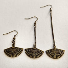 Load image into Gallery viewer, Japanese Fan Earrings, Your Choice of Three Lengths, Dangle Drop Chain Earrings