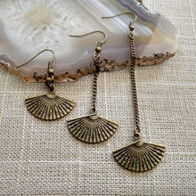 Load image into Gallery viewer, Japanese Fan Earrings, Your Choice of Three Lengths, Dangle Drop Chain Earrings
