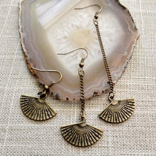 Load image into Gallery viewer, Japanese Fan Earrings, Your Choice of Three Lengths, Dangle Drop Chain Earrings