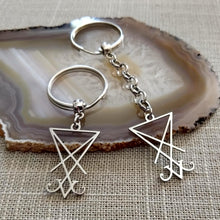 Load image into Gallery viewer, Lucifer's Sigil Keychain, Satanic Backpack or Purse Charm, Zipper Pull