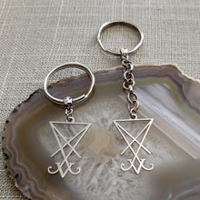 Load image into Gallery viewer, Lucifer's Sigil Keychain, Satanic Backpack or Purse Charm, Zipper Pull