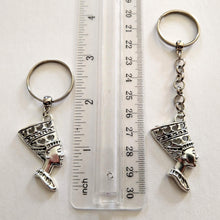 Load image into Gallery viewer, Queen Nefertitti Keychain Key Ring or Zipper Pull, Silver Backpack or Purse Charms