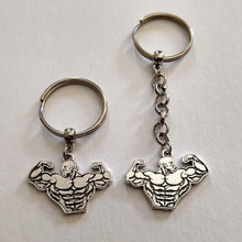 Load image into Gallery viewer, Weightlifter Keychain, Body Builder Key Fob, Silver Key Ring or Zipper Pull