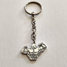 Load image into Gallery viewer, Weightlifter Keychain, Body Builder Key Fob, Silver Key Ring or Zipper Pull