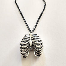 Load image into Gallery viewer, Hollow Rib Cage Necklace on Black Rolo Chain, Mens Jewelry
