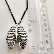 Load image into Gallery viewer, Hollow Rib Cage Necklace on Black Rolo Chain, Mens Jewelry