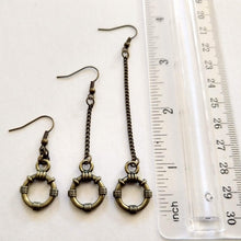 Load image into Gallery viewer, Minimalist Ring Earrings, Your Choice of Three Lengths, Dangle Drop Chain Earrings