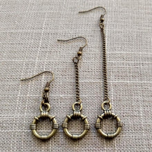 Load image into Gallery viewer, Minimalist Ring Earrings, Your Choice of Three Lengths, Dangle Drop Chain Earrings