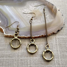 Load image into Gallery viewer, Minimalist Ring Earrings, Your Choice of Three Lengths, Dangle Drop Chain Earrings