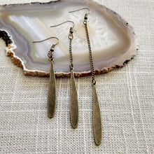 Load image into Gallery viewer, Minimalist Flat Spike Earrings - Your Choice of Three Lengths - Long Dangle Chain Earrings
