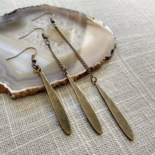 Load image into Gallery viewer, Minimalist Flat Spike Earrings - Your Choice of Three Lengths - Long Dangle Chain Earrings