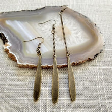 Load image into Gallery viewer, Minimalist Flat Spike Earrings - Your Choice of Three Lengths - Long Dangle Chain Earrings