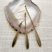 Load image into Gallery viewer, Minimalist Flat Spike Earrings - Your Choice of Three Lengths - Long Dangle Chain Earrings