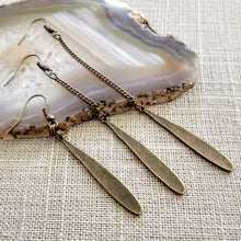 Load image into Gallery viewer, Minimalist Flat Spike Earrings - Your Choice of Three Lengths - Long Dangle Chain Earrings