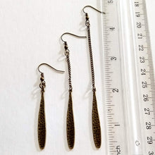 Load image into Gallery viewer, Minimalist Flat Spike Earrings - Your Choice of Three Lengths - Long Dangle Chain Earrings