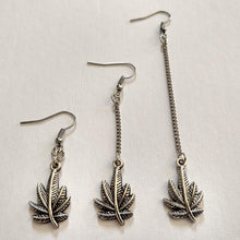 Load image into Gallery viewer, Marijuana Pot Weed Leaf Earrings - Dangle Long Chain Earrings