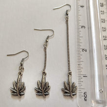 Load image into Gallery viewer, Marijuana Pot Weed Leaf Earrings - Dangle Long Chain Earrings